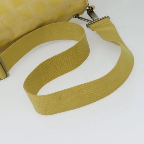 CHANEL New Travel Shoulder Bag Nylon Yellow Silver CC Auth - Picture 6 of 15